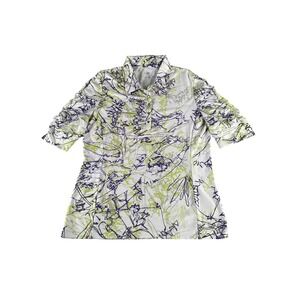 Nivo Polo Shirt Womens Medium Abstract Scribble Print Golf Stretch Lightweight